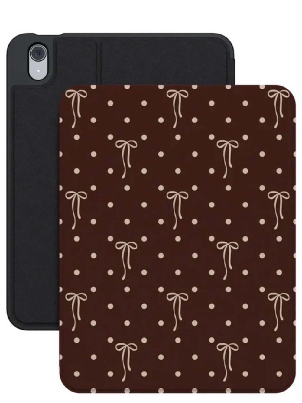Casely Polka Dot Bow iPad 10.9” Case in Brown and Cream